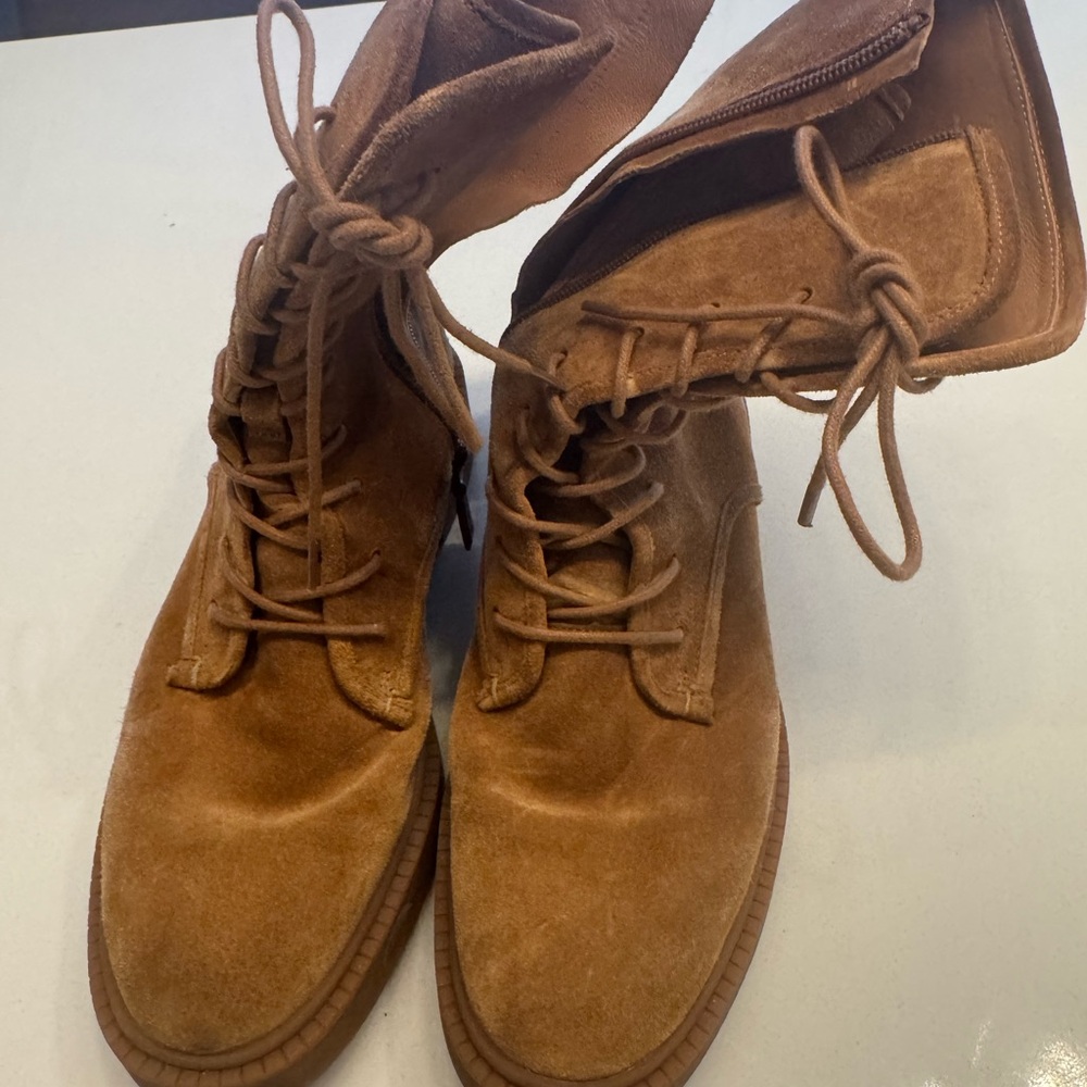 Vince Brown Suede Lace-Up Ankle Boots